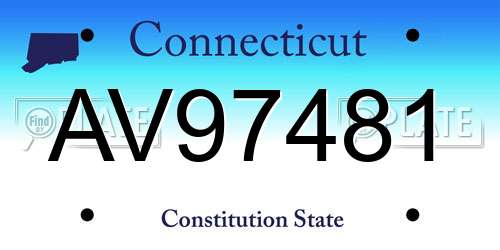 AV97481 Connecticut License Plate