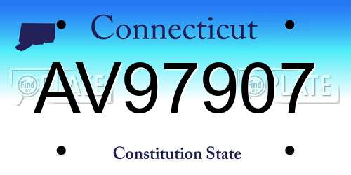 AV97907 Connecticut License Plate