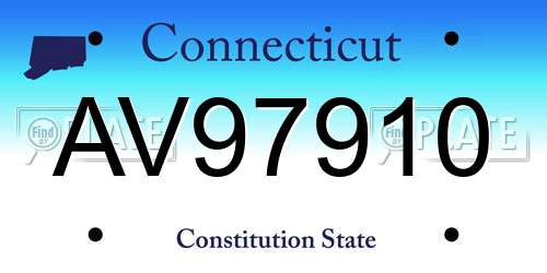 AV97910 Connecticut License Plate