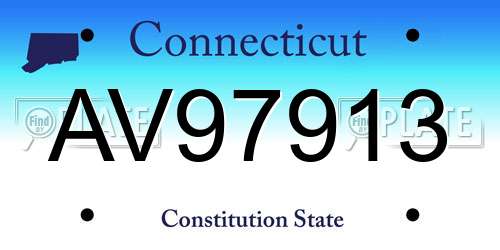AV97913 Connecticut License Plate