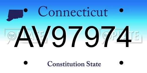 AV97974 Connecticut License Plate