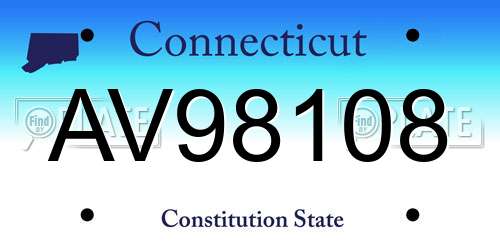 AV98108 Connecticut License Plate