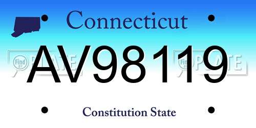 AV98119 Connecticut License Plate