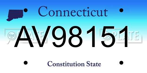 AV98151 Connecticut License Plate