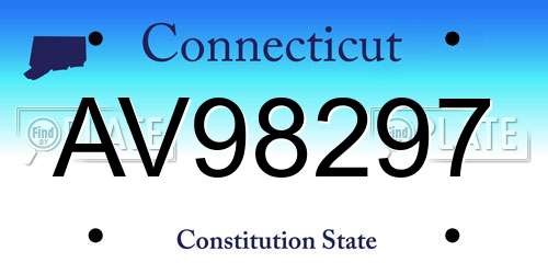 AV98297 Connecticut License Plate