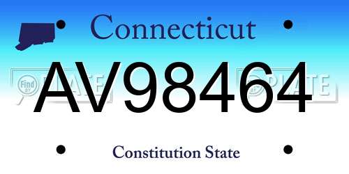 AV98464 Connecticut License Plate