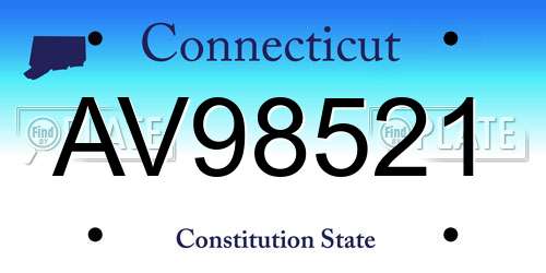 AV98521 Connecticut License Plate