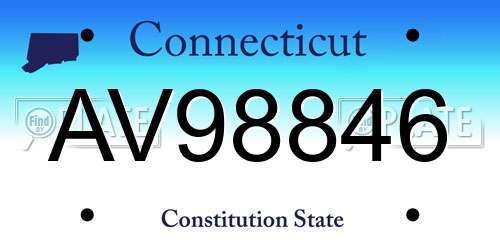AV98846 Connecticut License Plate