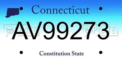 AV99273 Connecticut License Plate
