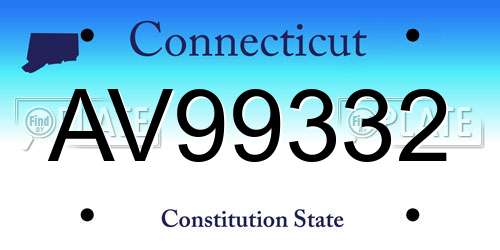 AV99332 Connecticut License Plate