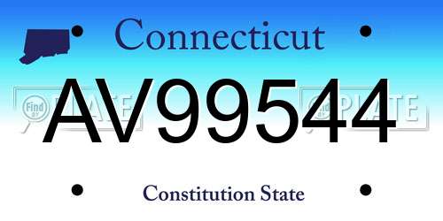 AV99544 Connecticut License Plate