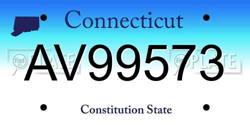 AV99573 Connecticut License Plate