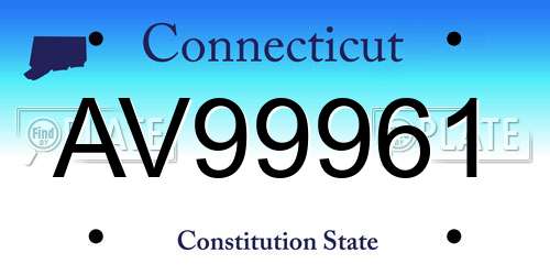 AV99961 Connecticut License Plate