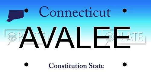 AVALEE Connecticut License Plate