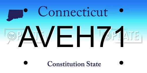 AVEH71 Connecticut License Plate