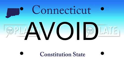 AVOID Connecticut License Plate
