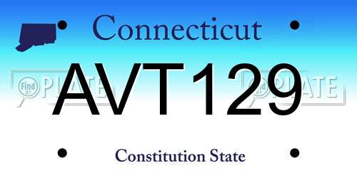 AVT129 Connecticut License Plate