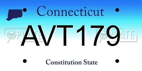 AVT179 Connecticut License Plate