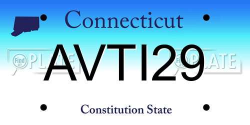AVTI29 Connecticut License Plate