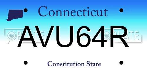 AVU64R Connecticut License Plate