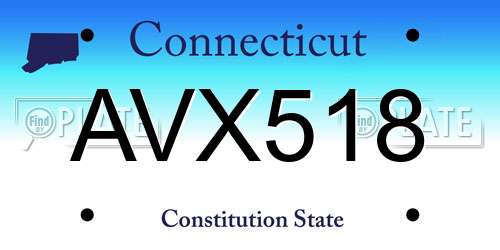 AVX518 Connecticut License Plate