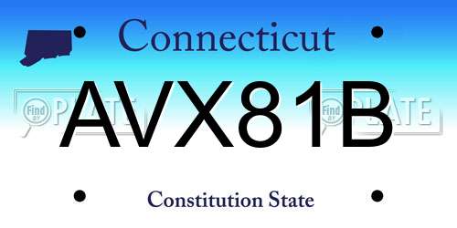 AVX81B Connecticut License Plate