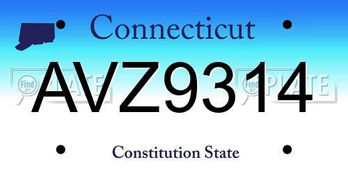 AVZ9314 Connecticut License Plate