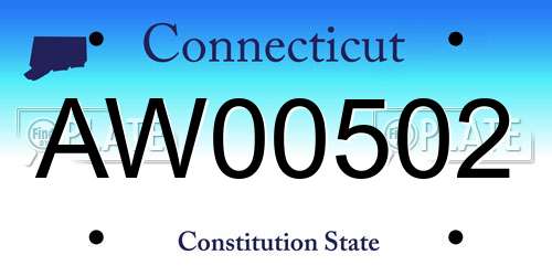 AW00502 Connecticut License Plate
