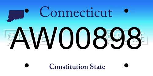 AW00898 Connecticut License Plate