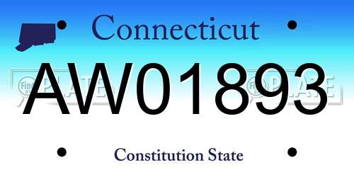 AW01893 Connecticut License Plate