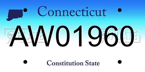 AW01960 Connecticut License Plate