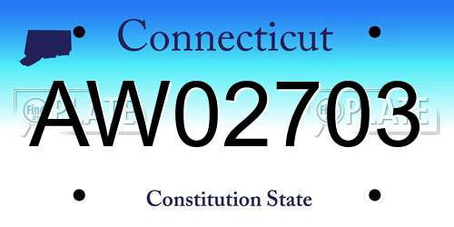AW02703 Connecticut License Plate