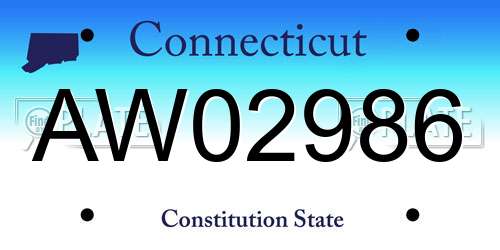 AW02986 Connecticut License Plate