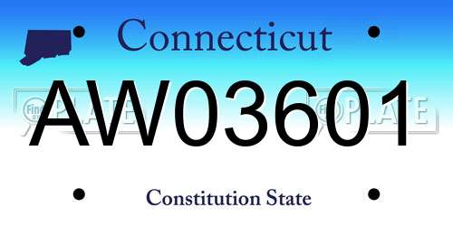 AW03601 Connecticut License Plate