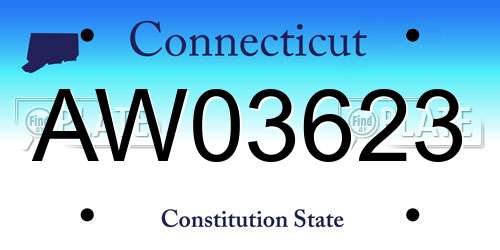AW03623 Connecticut License Plate