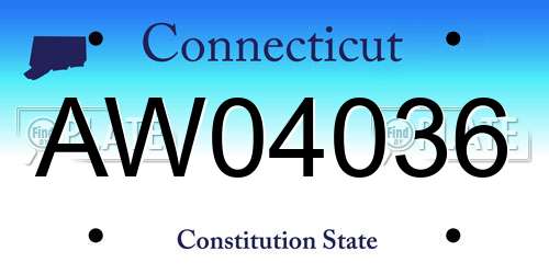 AW04036 Connecticut License Plate