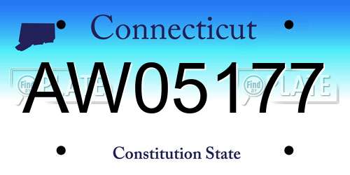 AW05177 Connecticut License Plate