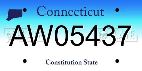 AW05437 Connecticut License Plate