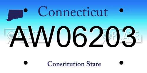 AW06203 Connecticut License Plate