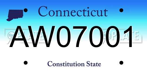 AW07001 Connecticut License Plate