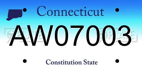 AW07003 Connecticut License Plate