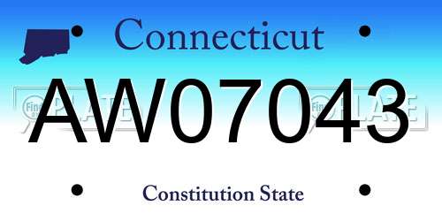AW07043 Connecticut License Plate