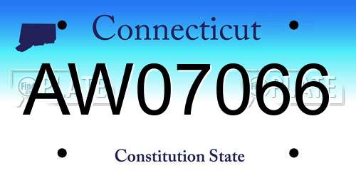 AW07066 Connecticut License Plate