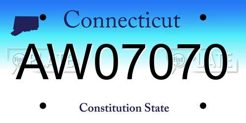 AW07070 Connecticut License Plate