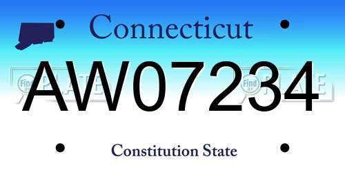 AW07234 Connecticut License Plate