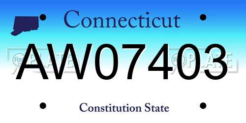 AW07403 Connecticut License Plate