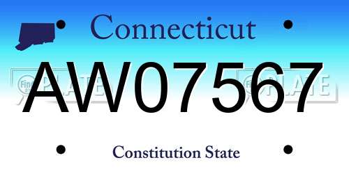 AW07567 Connecticut License Plate
