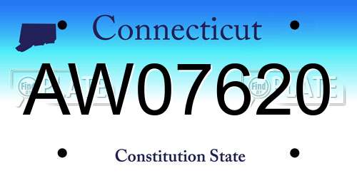 AW07620 Connecticut License Plate