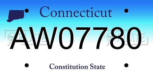 AW07780 Connecticut License Plate