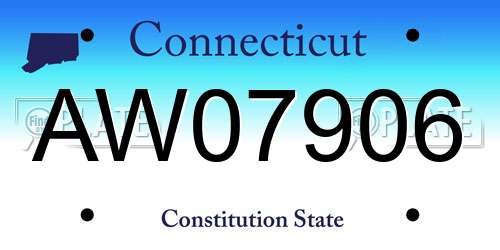 AW07906 Connecticut License Plate